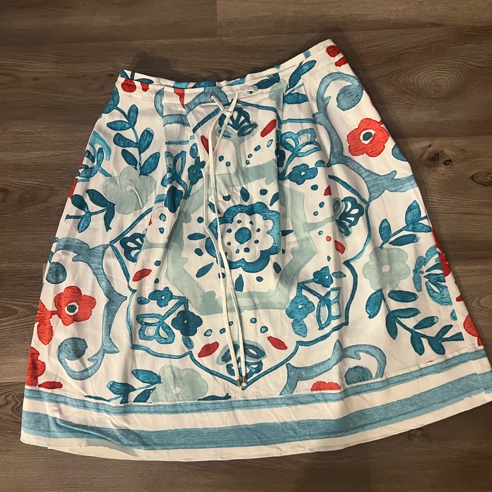 LOFT A-Line Knee-Length Skirt Blue and Red Resort Wear